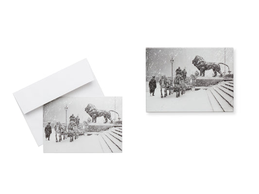 Horse-drawn wagon in front of the Art Institute of Chicago Holiday Cards